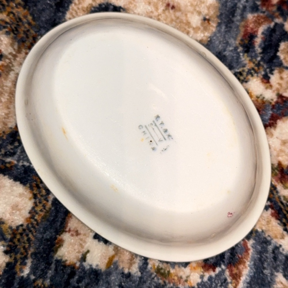 VINTAGE K.T.A.K. S — V CHINA PORCELAIN OVAL SOAP DISH IN WHITE